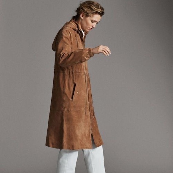 New Camel Suede Leather Long Jacket / Coat - Picture 2 of 2